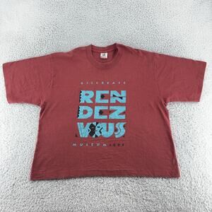 Vintage Gilcrease Museum Rendezvous Shirt Mens L Red Graphic Art 90s USA Boxy